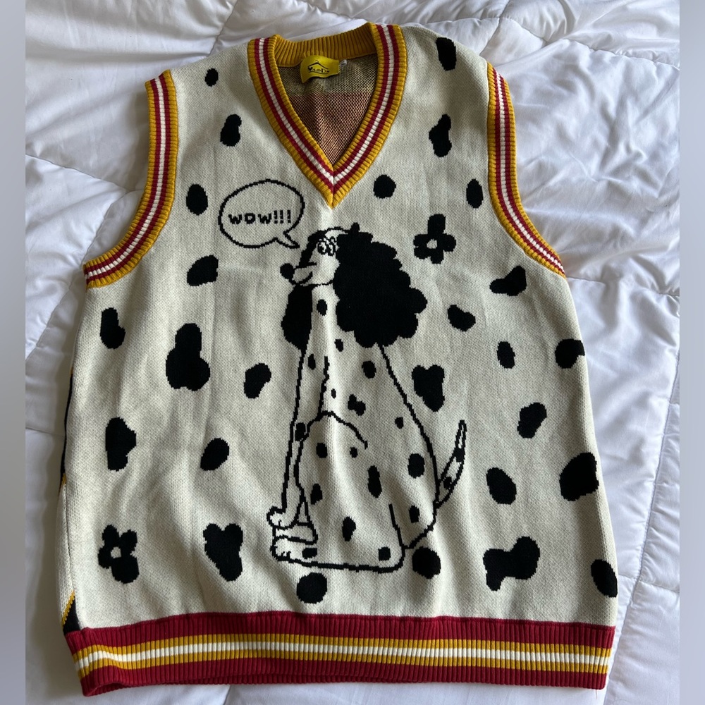 Kina and Tam Dalmatian sweater vest